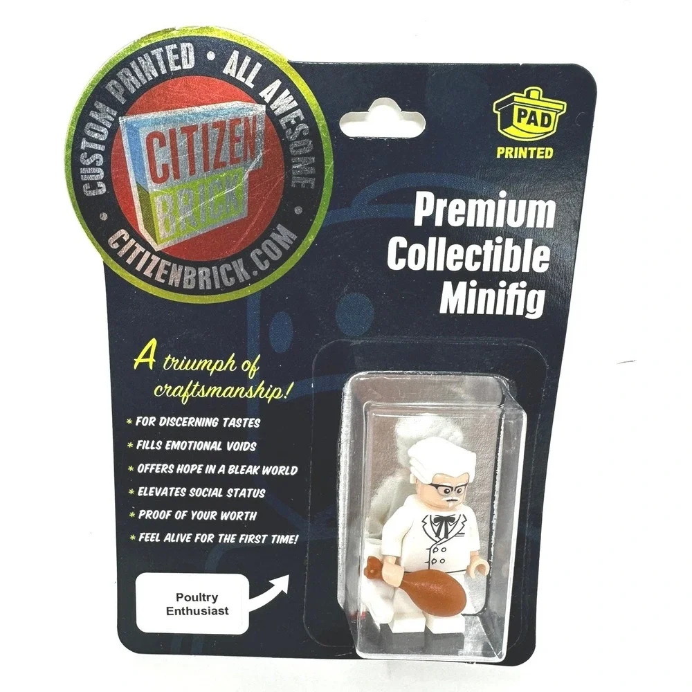 Citizen Brick Poultry Enthusiast Custom Printed Minifig Colonel Chicken